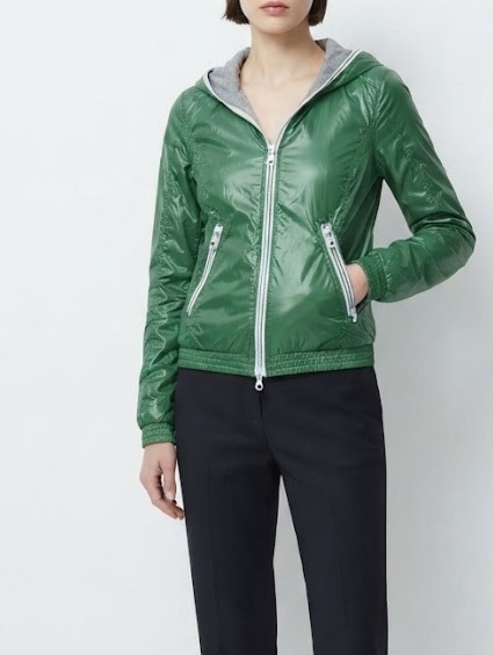 Duvetica Made In Italy Goose Down Nylon Packable Hooded Jacket In Green Size 40